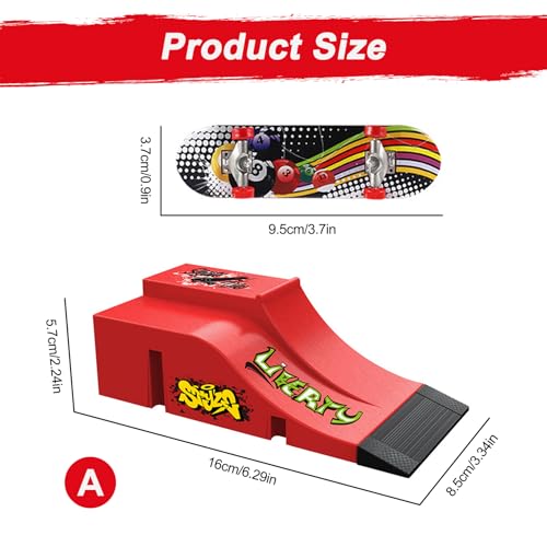 JurciCat Mini Fingerboard Finger Skateboard Ramp Zubehör Set mit 1 Fingerskateboards und Ersatzzubehör Ultimate Sport Training Requisiten (A)