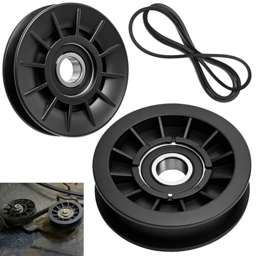 756-05024 V Idler Pulley & 756-05032 Flat Idler Pulley & 754-05027 (1/2 X 91) Tractor Drive Belt Compatible with Cub Cadet Mtd Gt50 Gt54 Lt42 Gt Xt1 Xt2 Zt1 Zt2