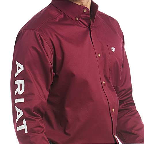 Ariat Male Team Logo Twill Classic Fit Shirt Burgundy/White Medium #TOP2