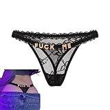 Damen Sexy Spitze Tanga Slip mit Strass Buchstaben Ketten Niedrige Taille Hipster Unterwäsche Erotisch Lustig Dessous Thong Panty (DE/NL/SE/PL, Alphanumerisch, Einheitsgröße, Regular, Regular, Stil A)