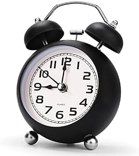 JUBORUI Retro Alarm Clock - Non Ticking Silent Alarm Clock with Night Light Battery Operated Twin Bell Bedside Clock, Old Fashioned Analogue Desk Loud Alarm Clock for Bedroom/ Travel/ Heavy Sleepers