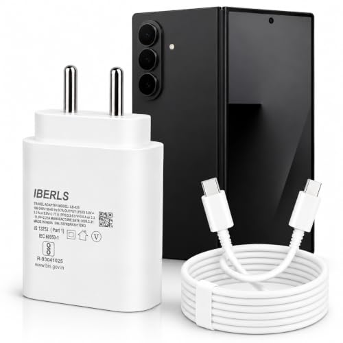 Image of 25W Pd 3A Type-C Super Fast Charging Adapter with 1M Type C Cable for Galaxy Z Fold 7 / Z Flip 7 / Z Flip 7 Fe /Z Fold 6 / Z Flip 6 /Tablet /Galaxy Watch- Charge Your Device with 25 Watt USB C Fast Charger