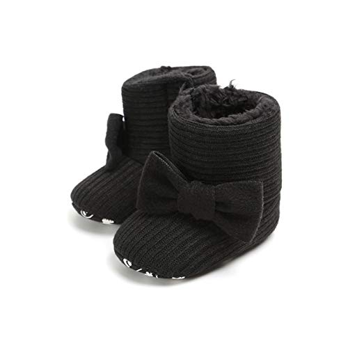 Fashion Winter Baby Toddler Boots Cute Bowknot Knitted Wool Upper Warm Boots (Color : B, Size : 1)