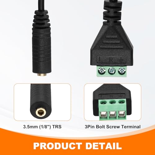 Cable de audio de 3,5 mm MECCANIXITY chapado en oro con bloque de terminales de tornillo 4