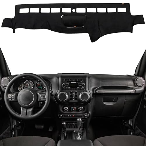 KEYOOG Dashboard Cover Dash Mat Fit for Je-ep Wrangler JK 2017-2011 (for JK Body Code),Car Dash Board Mat Anti-Glare Carpet,Non-Slip Pad Sunshield Protector (Black)