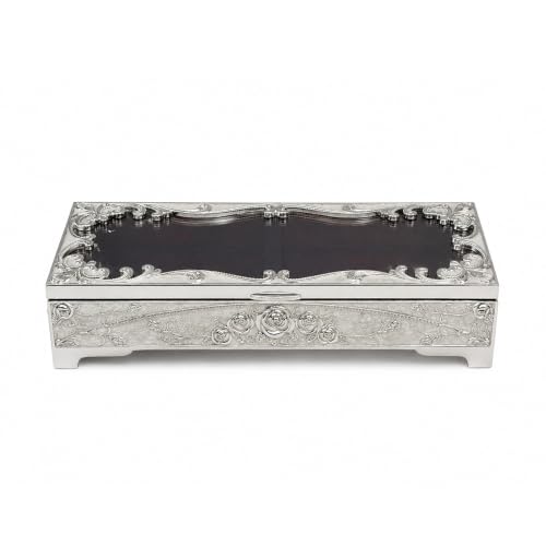 Image of Diviniti Handcrafted Wedding Design 2-in-1 Decorative Storage Box with Lid, White | Multipurpose Home Decor Organizer for Jewelry, Keys, Chocolates, Keepsakes, Table Accent & Gift Item