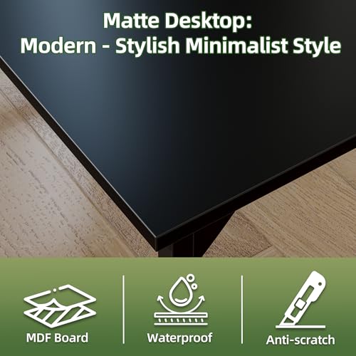 Grandder 80 cm Computer Desk, Small Home Office Desk Study Writing Kid Table for Small Spaces, Simple PC Gaming Desk, Adjustable Feet, Black - Image 7