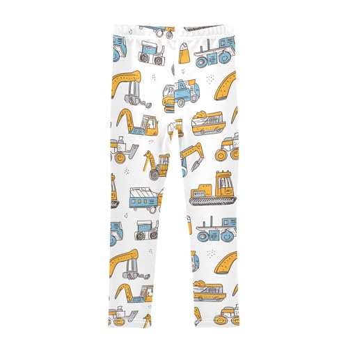 Construction Excavator Print Girls Leggings Soft Stretch Workout Yoga Dance Pants for Kids Casual Tights2
