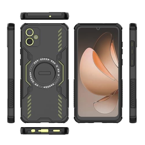 OQQPXIUY Estuche Trasero para teléfono Inteligente Funda Resistente a Golpes, Delgada y sólida, Compatible con Samsung Galaxy A05 4G y con Soporte for Carga inalámbrica. Paquetes de Fundas(Svart)