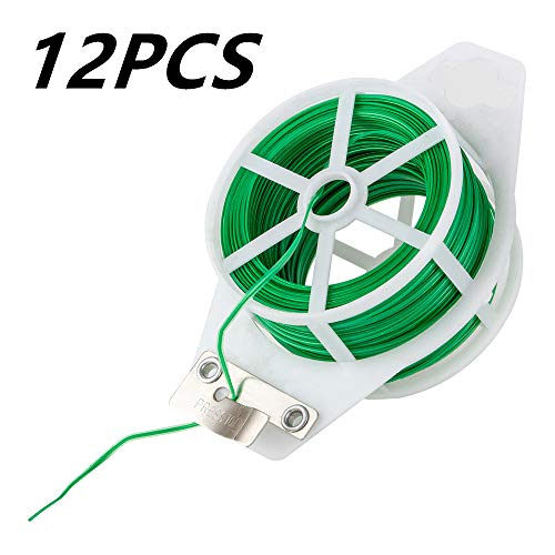 Amagabeli 2.2mm X 50M X 12pcs Twist Ties Garden Plant with Cutter Reusable Plastic Ties Multi-Use Sturdy Tree Tie Cable for Gardening Plants Tree Flower Home and Office Organization