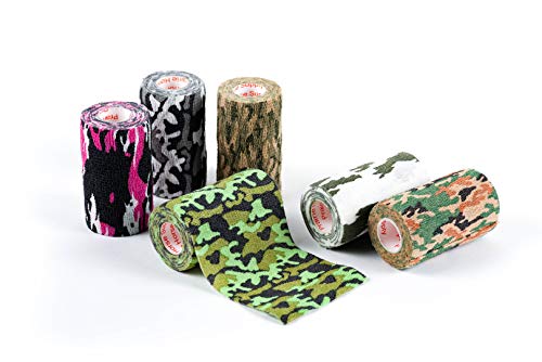 Image of Prairie Horse Supply Vet Wrap Tape Bulk (Assorted Camo Colors) (24 Pack) (4 Inches Wide) Vet Wrap Medical First Aid Tape Self Adhesive Adherent for Ankle Wrist Sprains and Swelling
