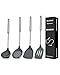 4 Set Ustensiles de Cuisine en Silicone, Spatules, Tournebroches, Cuillères, Ustensiles de Cuisine Antiadhésifs Sans BPA, Résistants à la Chaleur, pour Frire, Mélanger, Servir, égoutter, Remuer