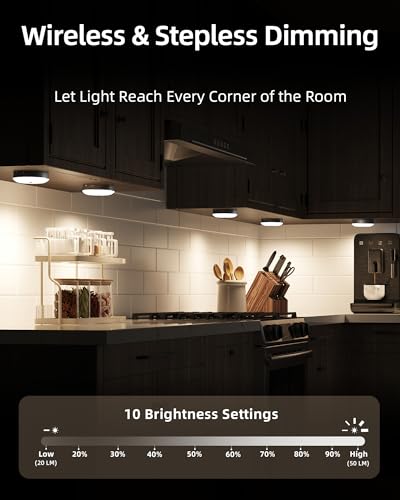 Image of EZVALO Under Cabinet Lighting, 1000mAh Rechargeable Puck Lights with Remote, 3 Color Temps & 12 RGB Motion Sensor Closet Lights, Dimmable Under Cabinet Lights for Kitchen, Cabinets, Closet (3 Packs)