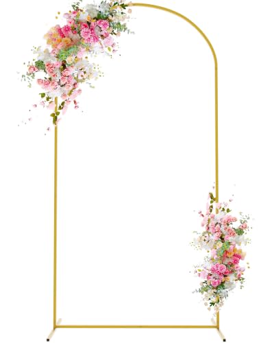 Image of 6.6FT Arch Backdrop Stand Gold Metal Wedding Arch Backdrop Stand | Metal Backdrop Arch Stand Balloon Arch for Wedding Ceremony Birthday Party Bridal Baby Shower Photo Booth Backgound Decor