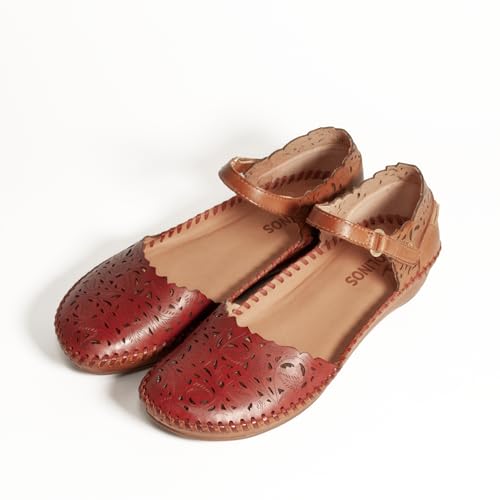 Image of PIKOLINOS P. Vallarta Women's Semi-Open Shoes | Leather | Hook-and-Loop Closure | Mid Heel | Size UK 2-8