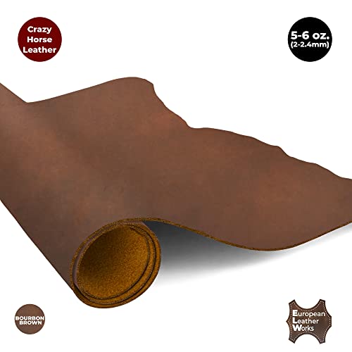 ELW Crazy Horse Leather 5-6 OZ (2-2.4mm) | Bourbon Brown | Pre-Cut 6"x12" | Full Grain Cowhide Handmade Leather for DIY, Crafts, Sheaths, Sewing, Workshop by European Leather Works - Image 3