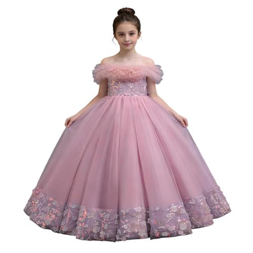 Vestido de niña de tul bordado para bodas y fiestas de cumpleaños