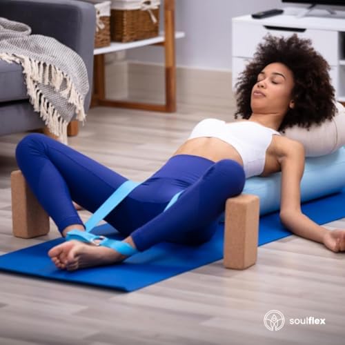 Image of Soulflex Imported High-Density Cork Yoga Block | Set Of 2 Premium Yoga Bricks | Yoga Accessory For Men & Women | Improve Posture, Balance, Performance | 3x6x9 Inches Yoga Prop For Asanas