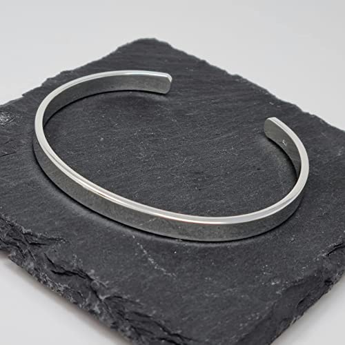 Men's Solid 925 Sterling Silver Bangle, Plain Silver Cuff Bracelet3