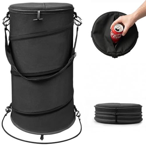 Boat Trash Can with Reinforced Steel Support, Reusable Leak Resistant Hanging & Easy Clean Trash Bag Fits 10-13 Gal Garbage Bag with 6 Clips, Pontoon Boat accessories for Camping Fishing Kayak image 5