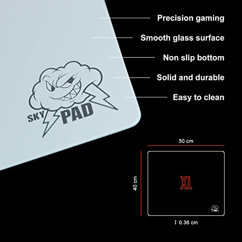 SkyPAD Glas 3.0 XL Gaming Mouse Pad with Cloud Logo | Professional