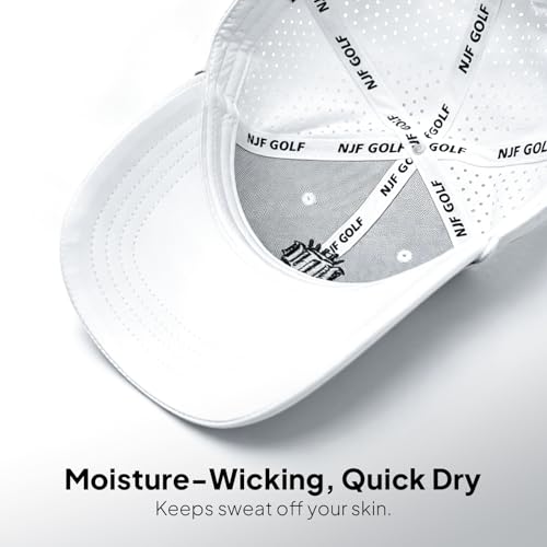 Image of NJF Golf Hat Men - Breathable Mens Golf Hats, Adjustable Rope Hook and Loop Style Cap, Convenient Cap with Tee Holder