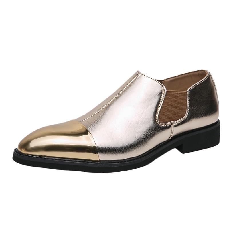 Mens Formal Oxford Shoes Prom Outdoor Casual Spanish Leather Non Slip Low Top Block Heel Anti-Slip Casual Slip On Pointed Toe