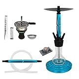 Shisha King | Skynet® Pro Shisha 60cm, Set mit Schlauch, Mundstück, Tabakkopf & Zubehör, 4 Schlauchanschlüsse | SkyBlue