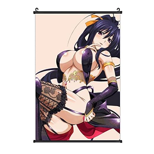 ZHAOXING Tempting Anime Ecchi Heavy Babe High School Himejima Akeno Japanese Wall Fabric Scroll Poster Art Prints Home Decor Gift Posters for Bedroom