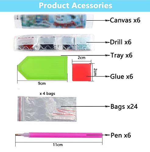 Diamond Painting 6 Pack,Diamond Painting Halloween,5D Halloween Diamond Art 6 Pack,Round Full Drill For Home Wall Decoration 12X16 Inch #TOP3