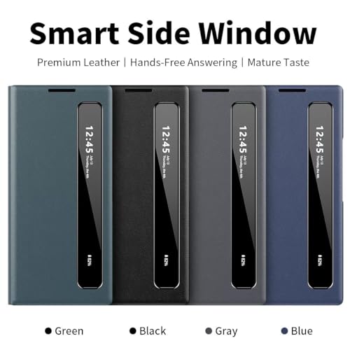 Image of MILLION CASES Intelligent View Side Window Flip Case for Samsung Galaxy Z Fold6, Galaxy Z Fold6 Back Cover Case(2024) - Leather | Midnight Black