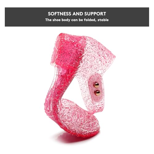 Princess Jelly Flats for Girls - Sparkly Dress Up Sandals for Birthday Party, Snow Queen Cosplay, Toddler & Kids (Ages 3-8) | Lightweight Ballet Heels for Little Girls4