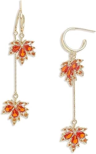Frigotine Gold Fall Maple Leaf Open Hoop Dangle Earrings for Woman, Trendy Orang