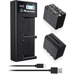 Bateria Videocamara Sony Powerextra 2 Baterías Reemplazo Sony NP-F970 NP-F960 NP-F930 NP-F950 Sony Cámara con Cargador 8800mAh Sony DCR-VX2100 DSR-PD150 DSR-PD170 FDR-AX1 HDR-AX2000 HDR-FX1 HDR-FX7 HDR-FX1000 HVL-LBPB