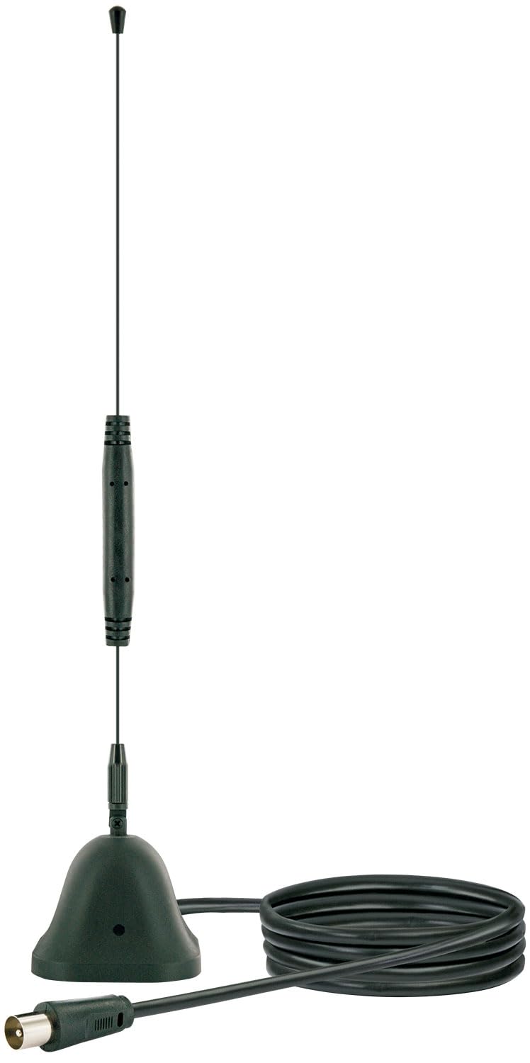 SCHWAIGER -ANT04DTA 031- Antena prętowa DVB-T2 HD (aktywna) | Aktywna antena DVB-T z podstawą magnetyczną i wbudowanym wzmacniaczem