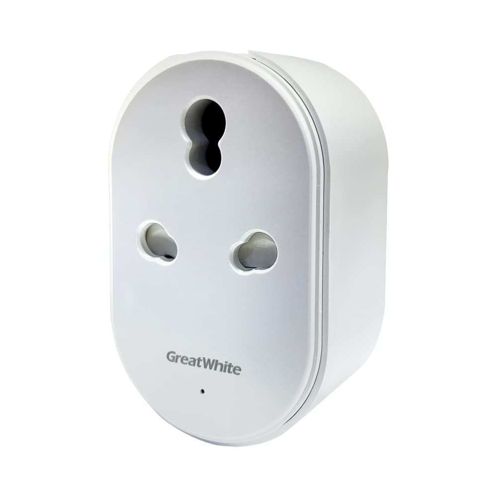GreatWhite Petra 16A White - Wi-Fi Smart Plug for Large & Small Appliances, works for Air Conditioners, Geysers, Microwave Ovens, Lighting (Voice enabled Alexa and Google Assistant) 1