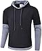 Guoji Men's Casual Slim Fit Long Sleeve T-Shirt with Hooded/Hoodies Tops (B26-Black Medium)