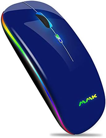 Wireless Bluetooth Mouse for Laptop,Rechargeable Mouse 2.4G USB Optical Wireless Mouse,LED Slim Dual Mode(Bluetooth 5.0 and 2.4G) Wireless Mouse for Laptop, PC, Mac OS,Android,Windows(Dark Blue)