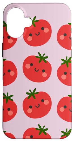 トマト柄 かわいい ハッピー トマト フルーツ ビーガン フルータリアン スマホケース iPhone 16 Plus 用