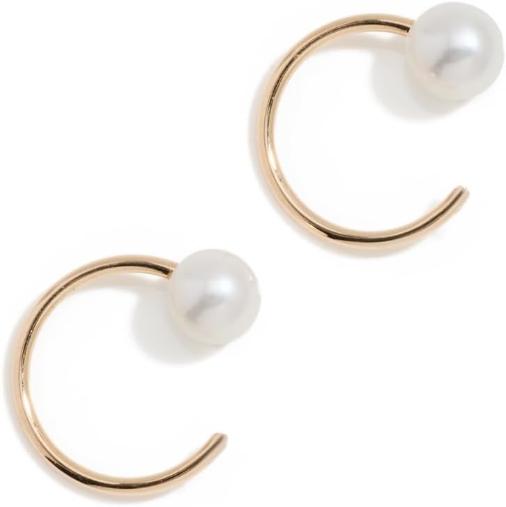 Zoe Chicco Women's 14k Gold Reversible Pearl Huggie Hoop Earrings