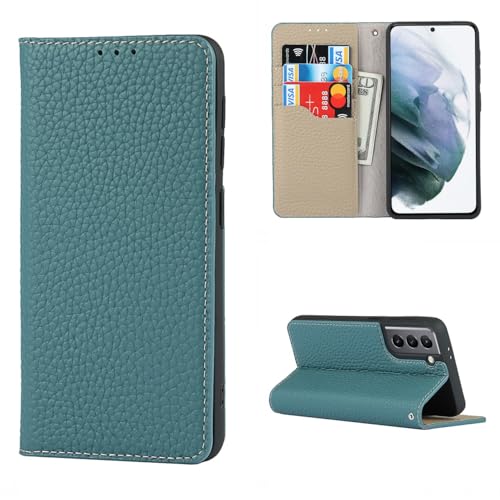 Étui de protection Samsung S21 à rabat magnétique en cuir véritable