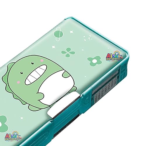 Image of Multifunctional Cute School Pencil Box for Girls, Dinosaur Compass Box for Boys, Aesthetic Stationary Items for Kids, Magnetic Pencil Box, Best Gifts (Dinosaur Compass Box)
