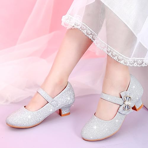 Image of Dufannie Girls Dress Shoes Princess Flats Heels for Toddler Little Big Kids