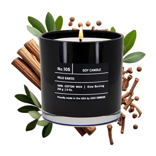 Lulu Candles | Palo Santo | Luxury Scented Soy Jar Candle | Hand Poured in The USA | Highly Scented