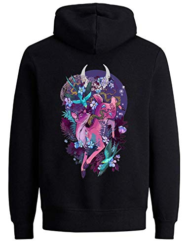 Sweat à capuche minuit art nature forêt magnifique imprimé unisexe style artistique