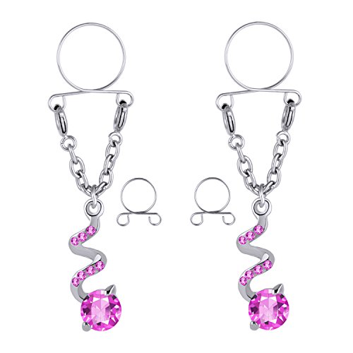 CABBE KALLO 2Pcs Fake Nipple Rings Non-Piercings Stainless Steel Body Piercing Jewelry (1#)