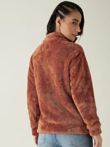 Image of Modeve Women Solid Full Sleeve Fur Standard Length Jacket For Winter