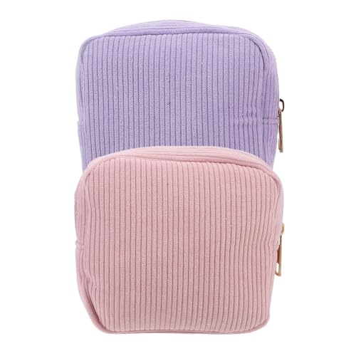 TOPPERFUN Bolsa para Toallas Sanitarias Pequeña de Algodón 2 Unidades (morado y Rosa) Organizador Portátil para Niñas y Adolescentes, Almacenamiento Discreto para Higiene Femenina en Viaje