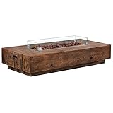 intergrill Gasfeuerstelle TM17012 V2 Fire Pit Feuertisch Holzoptik für Garten Terrasse mit Glas und Laversteinen
