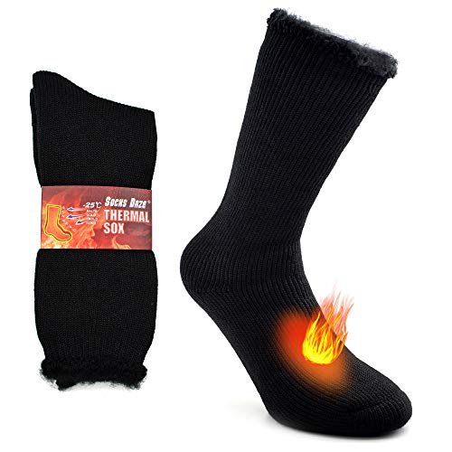Socks Daze 1/2 Pack Men's Winter Warm Thermal Socks Women's Crew Thick Insulated Heated Boot Socks for Hiking Skiing